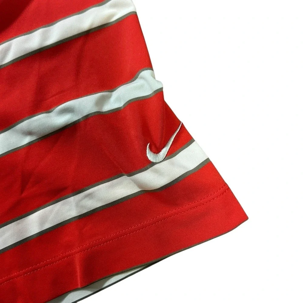 Nike Golf Polo Shirt Large Red Striped Tour Performance Short‎ Sleeve
